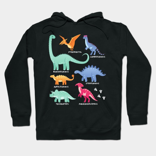 Types of Dinosaurs Future Paleontologist Kids Dino Lover Hoodie by DetourShirts